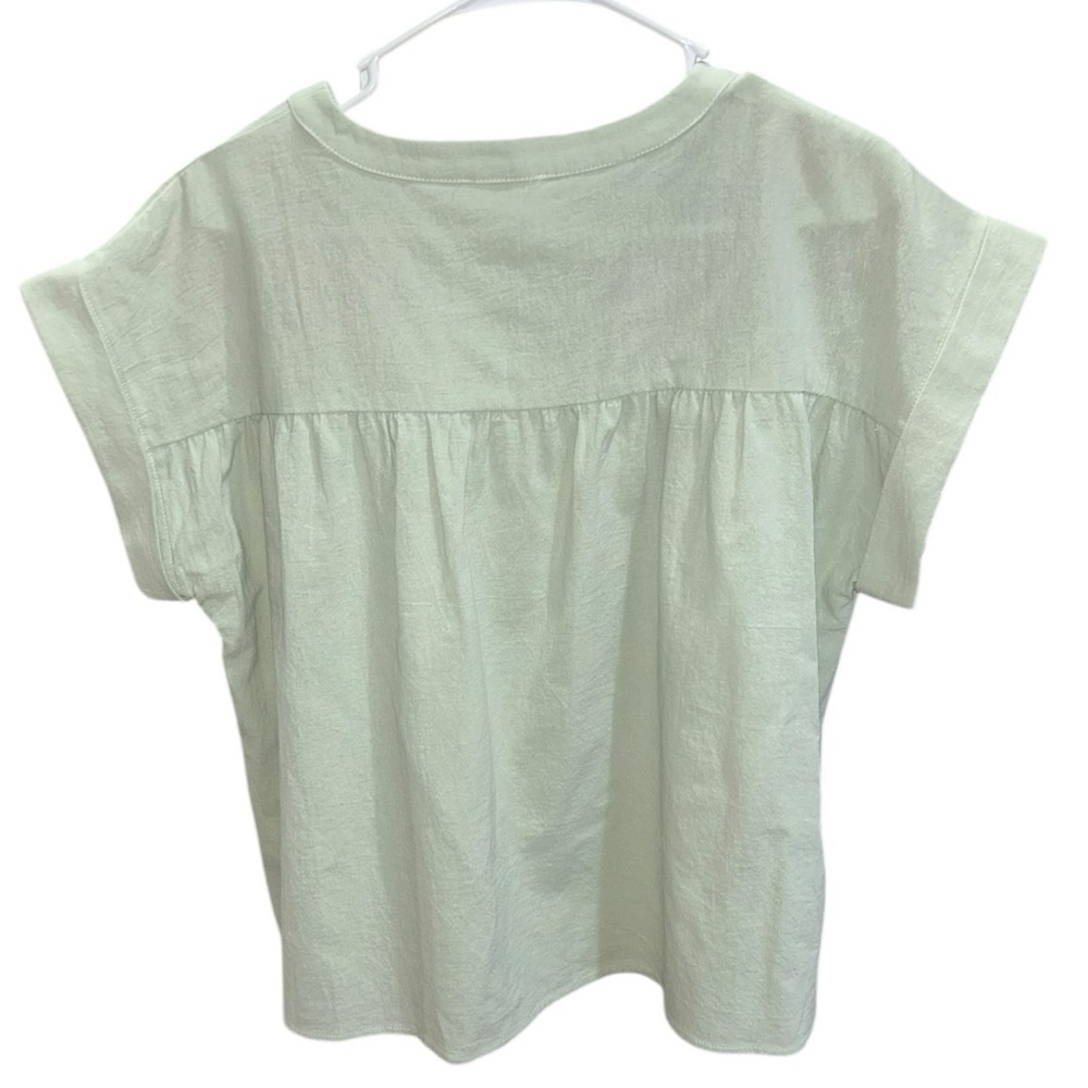 Oddi Embroidered Floral Boho Blouse Sage Green Pink Top NWT Small - Picture 4 of 7